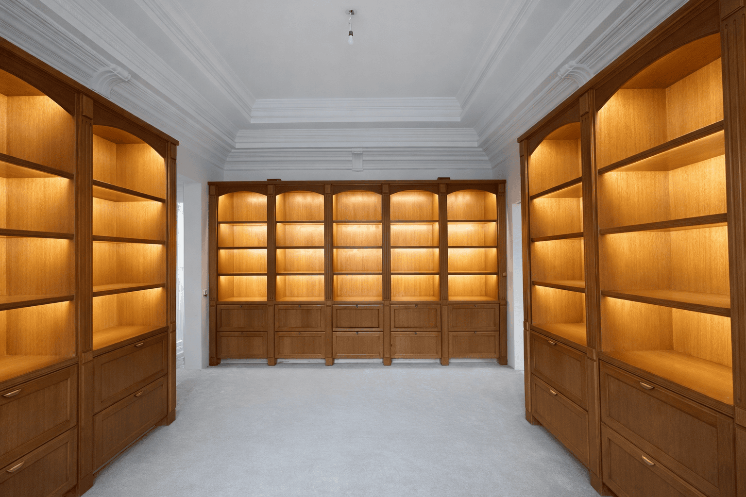 Residential lighting in a walk in closet